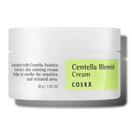 COSRX Centella Blemish Cream, cremă calmantă pentru pielea sensibilă, 30ml | Calmează iritațiile și protejează pielea fragilă